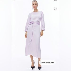 H&M Light Purple Tie-Belt Midi Satin Dress